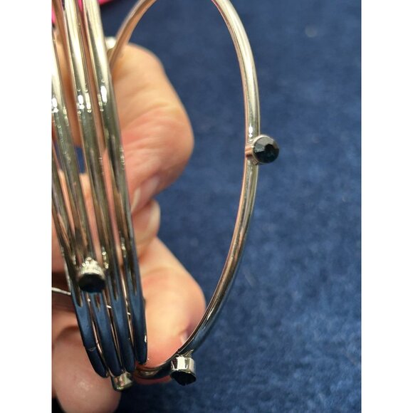 Paparazzi Delicate Decadence Silver Bangle Bracelet With Black Beads goth witch - Picture 3 of 5